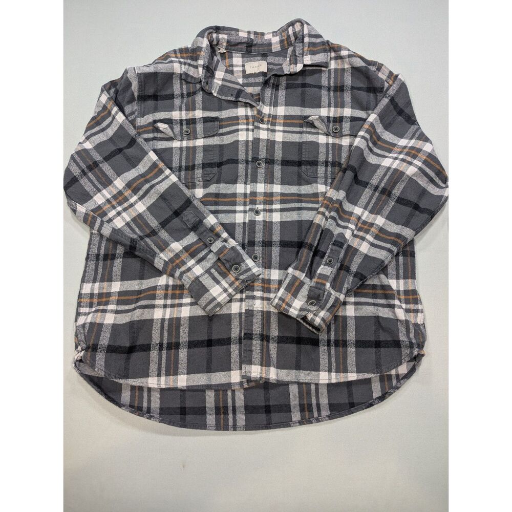 Jachs New York Flannel Shirt Mens 2XL Gray Plaid Button Up Long Sleeve XXL